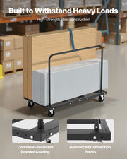 Drywall Cart Dolly, 816 kg Load Capacity, Steel Panel Truck Cart with 12.5 mm Swivel Casters, Lumber Drywall V952-BLTCHJGSGSBKHDXOC001V0