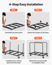 Drywall Cart Dolly, 816 kg Load Capacity, Steel Panel Truck Cart with 12.5 mm Swivel Casters, Lumber Drywall V952-BLTCHJGSGSBKHDXOC001V0