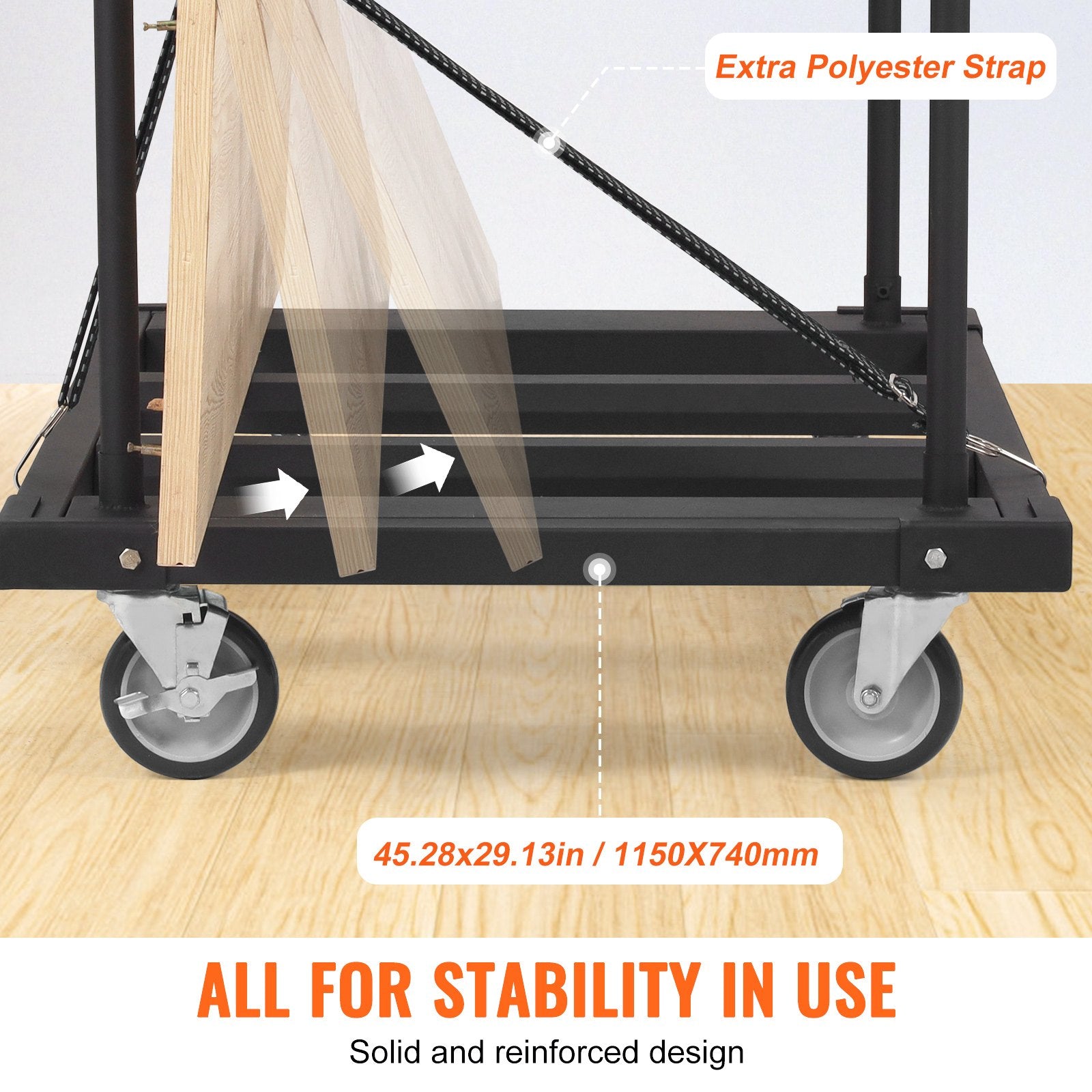 Drywall Cart, 1800 LBS Panel Dolly Cart with 45.28" x 29.13" Deck and 5" Swivel Wheels, Heavy-Duty Drywall V952-BLTCSGS00000FF996V0