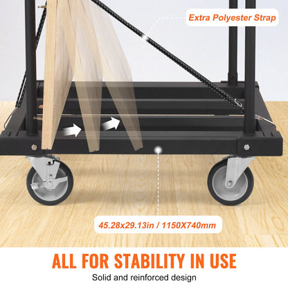 Drywall Cart, 1800 LBS Panel Dolly Cart with 45.28" x 29.13" Deck and 5" Swivel Wheels, Heavy-Duty Drywall V952-BLTCSGS00000FF996V0