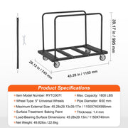Drywall Cart, 1800 LBS Panel Dolly Cart with 45.28" x 29.13" Deck and 5" Swivel Wheels, Heavy-Duty Drywall V952-BLTCSGS00000FF996V0
