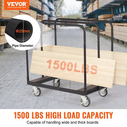 Drywall Cart, 1500 LBS Panel Dolly Cart with 36.02" x 24.02" Deck and 5" Swivel Wheels, Heavy-Duty Drywall V952-BLTCSGS00000TGDDOV0