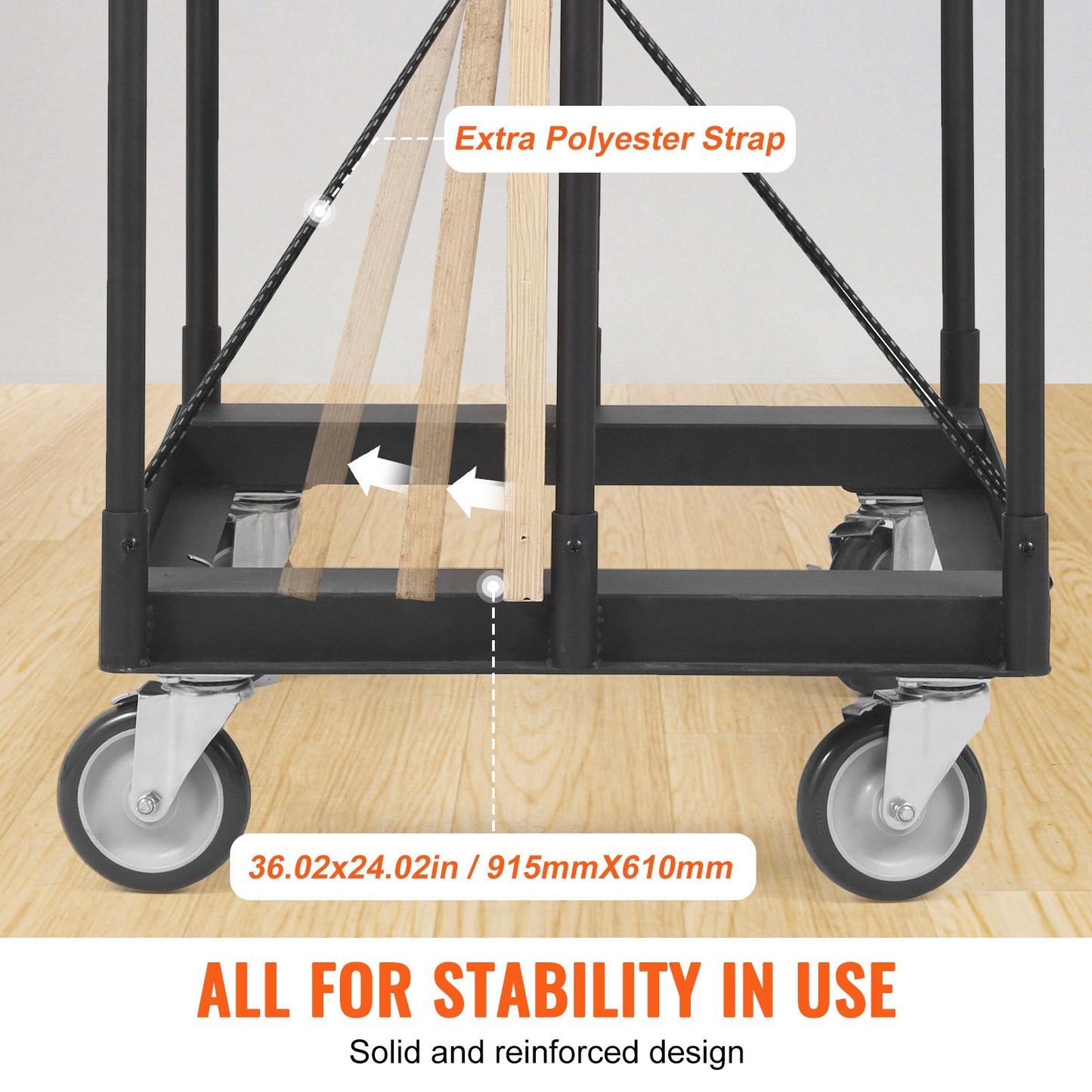 Drywall Cart, 1500 LBS Panel Dolly Cart with 36.02" x 24.02" Deck and 5" Swivel Wheels, Heavy-Duty Drywall V952-BLTCSGS00000TGDDOV0