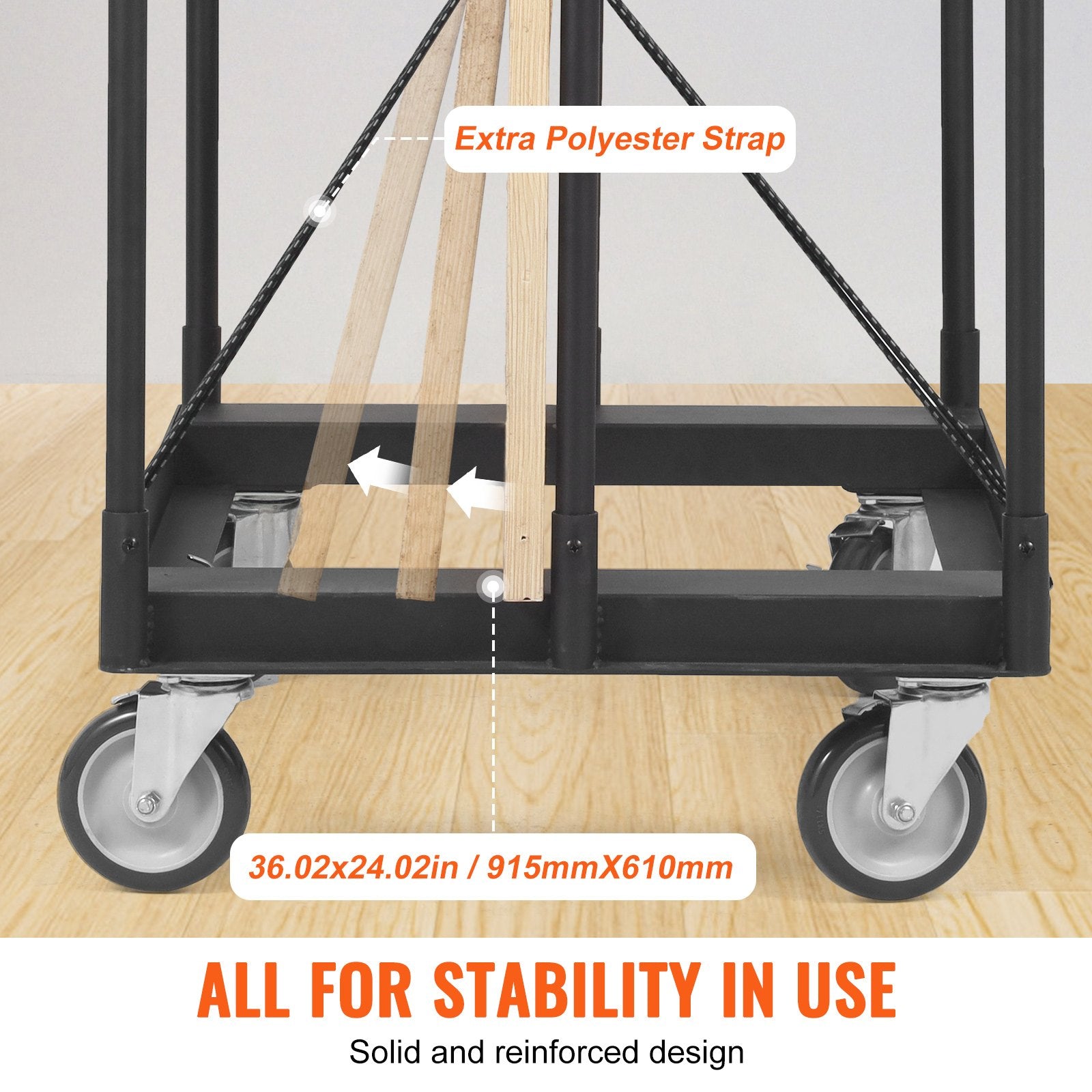 Drywall Cart, 1500 LBS Panel Dolly Cart with 36.02" x 24.02" Deck and 5" Swivel Wheels, Heavy-Duty Drywall V952-BLTCSGS00000TGDDOV0