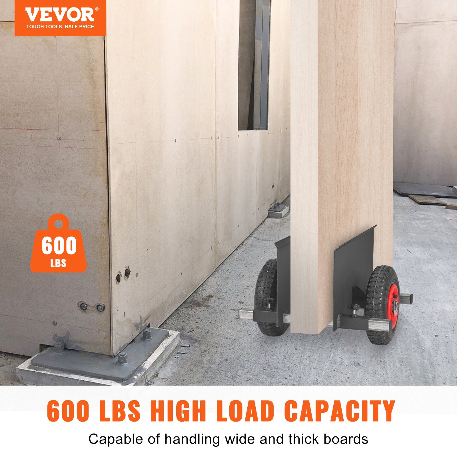 Panel Dolly, 600LBS Capacity Slab Dolly, Heavy-duty Drywall Mover with 8" Pneumatic Wheels, Adjustable Clamp V952-BLTCTLS00000ENQ0NV0
