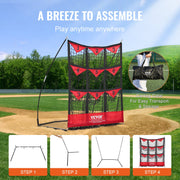 9 Hole Baseball Softball Pitching Net 9 Pocket Hitting Practice 49"x42" V952-BLXWBQTQW494ZDBEBV0