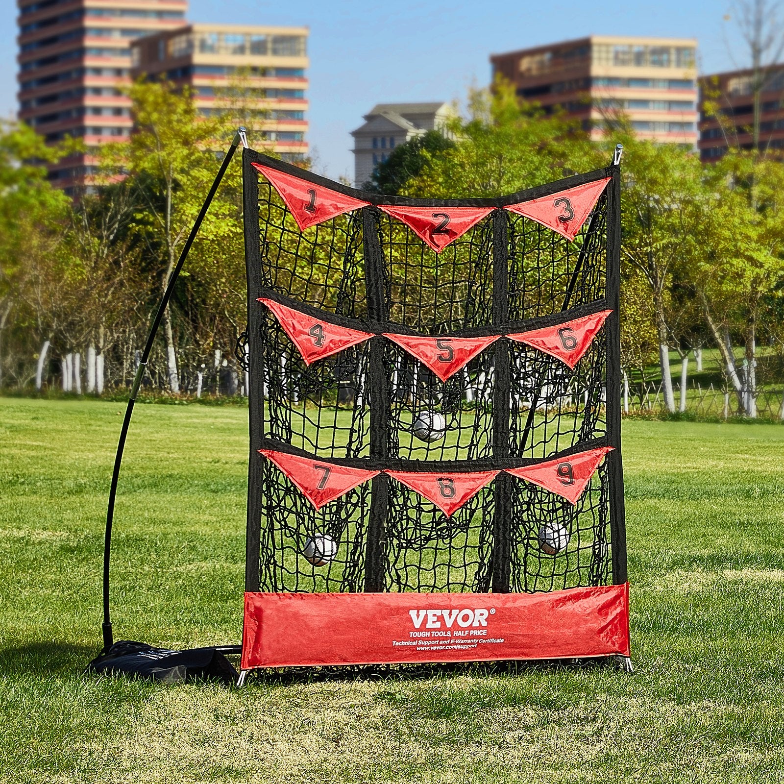 9 Hole Baseball Softball Pitching Net 9 Pocket Hitting Practice 49"x42" V952-BLXWBQTQW494ZDBEBV0