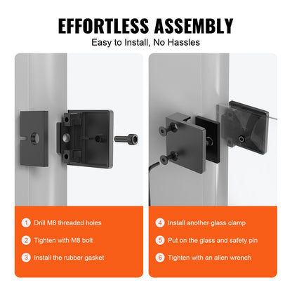 Glass Clamp, 40 PCS Square Glass Railing Bracket for 0.31 "-0.47 " Tempered Glass, 304 Stainless Steel Glass V952-BLZJHSFX40PCUK43PV0