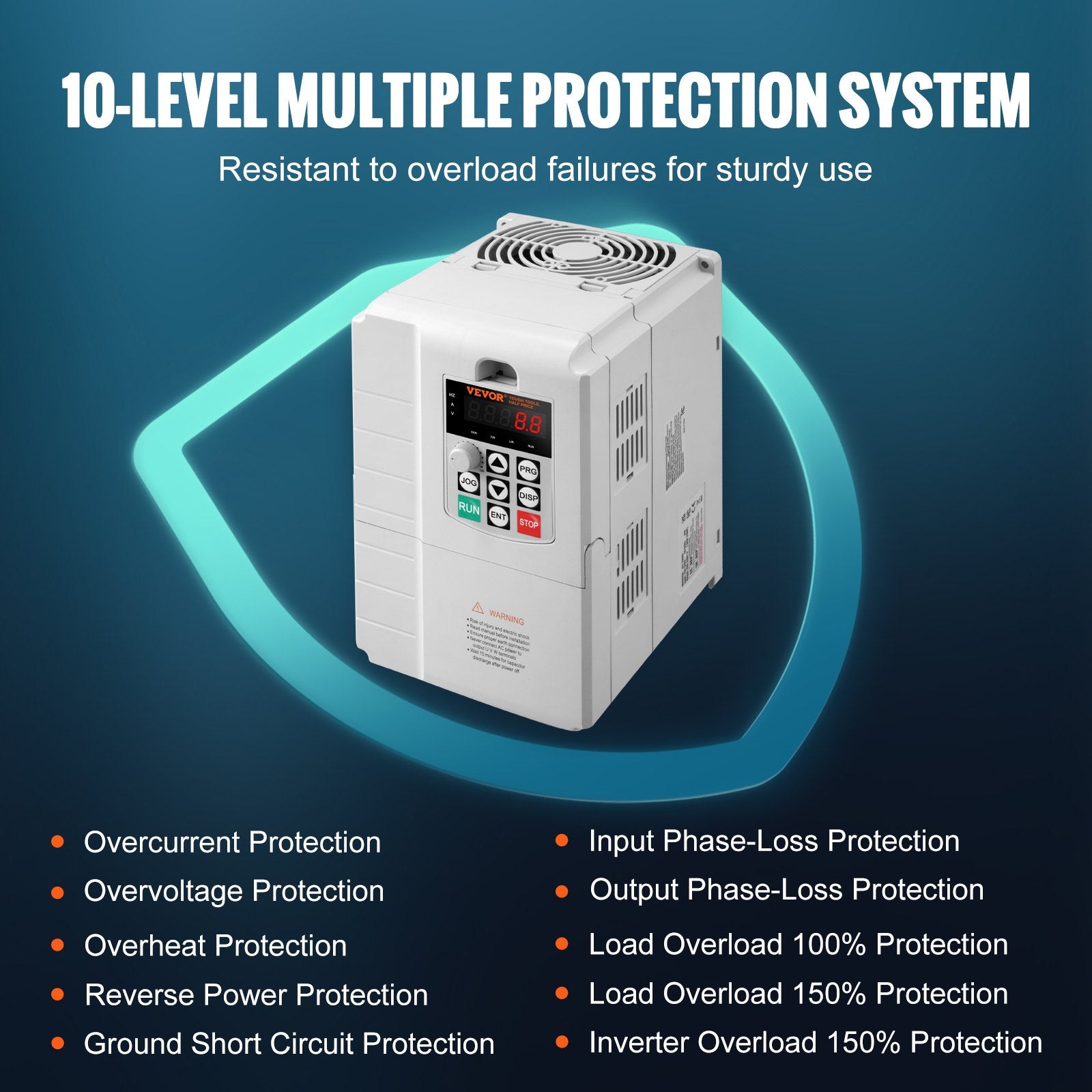 VFD 10HP, 7.5KW, 34A, 1 Phase 220V-240V Input to 3 Phase 220V-240V Output Variable Frequency Drive, 0-400Hz V952-BPDSQ10HP0005U6U2V7