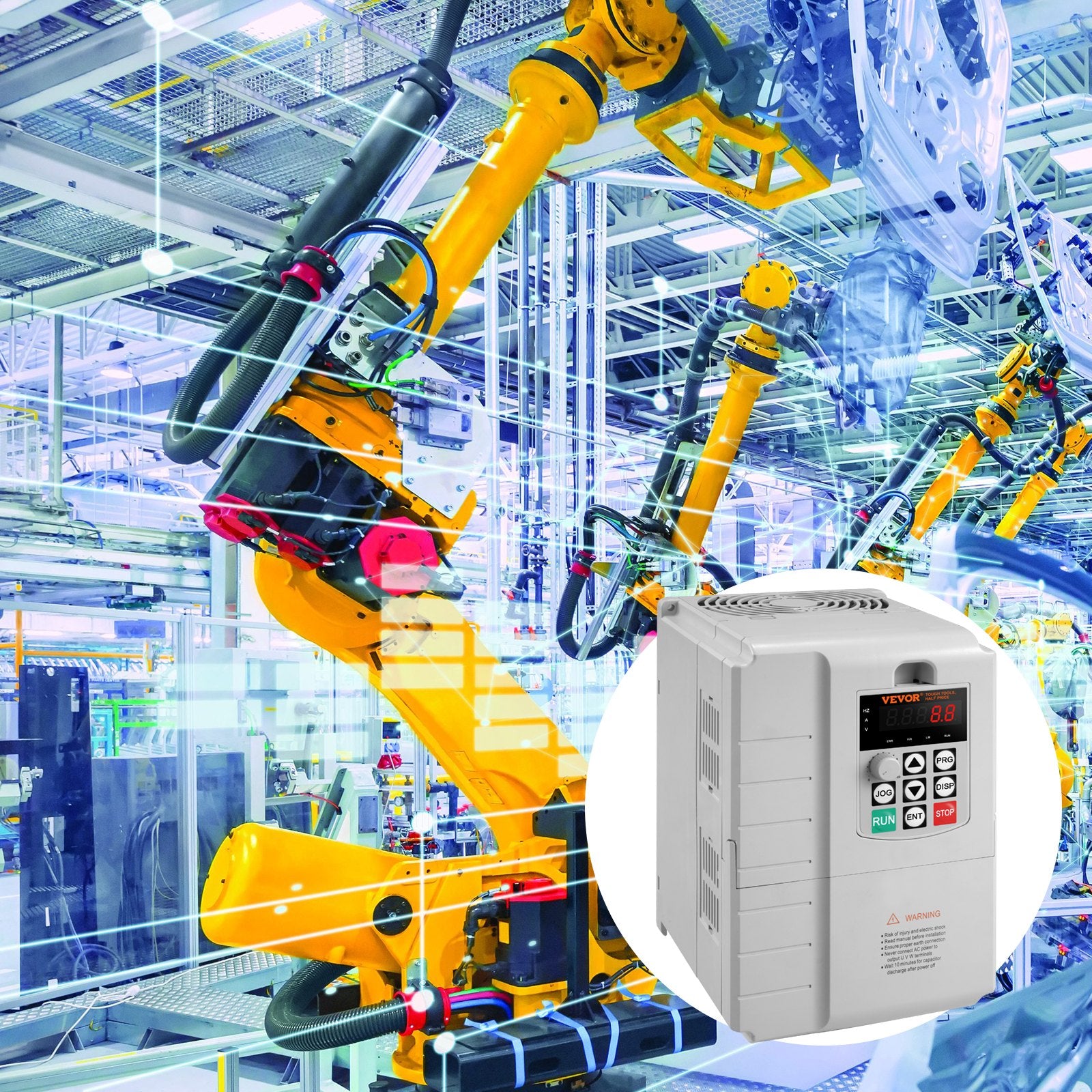 VFD 10HP, 7.5KW, 34A, 1 Phase 220V-240V Input to 3 Phase 220V-240V Output Variable Frequency Drive, 0-400Hz V952-BPDSQ10HP0005U6U2V7