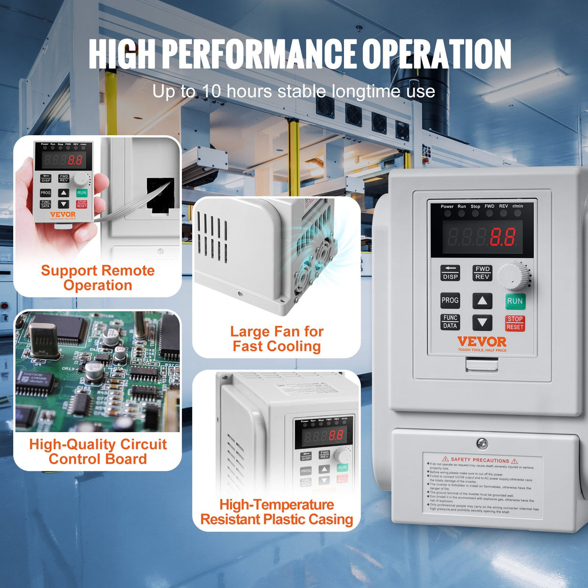 VFD 5HP, 4KW, 18A, 1 Phase 220V-240V Input to 3 Phase 220V-240V Output Variable Frequency Drive, 0-400Hz VFD V952-BPDSQ5HP0000AMGB0V7
