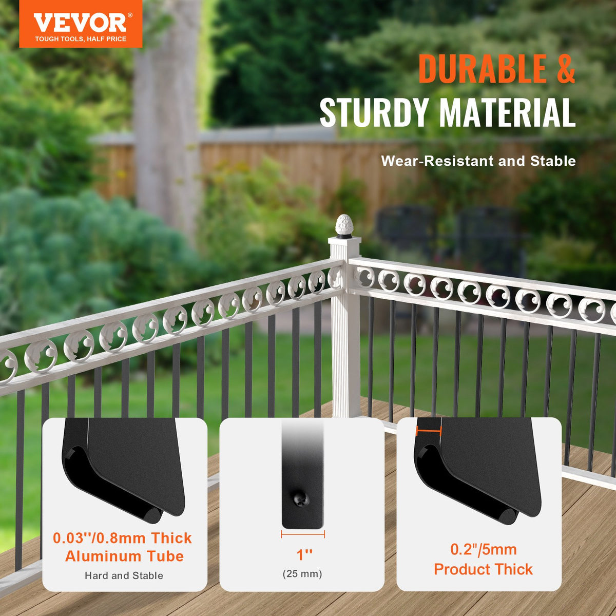 Staircase Metal Balusters, 32.28"x1"x0.2" Flat Aluminum Alloy Decorative Banister Spindles, 51 Pack Deck V952-BPKLGZ51G322DLHBFV0