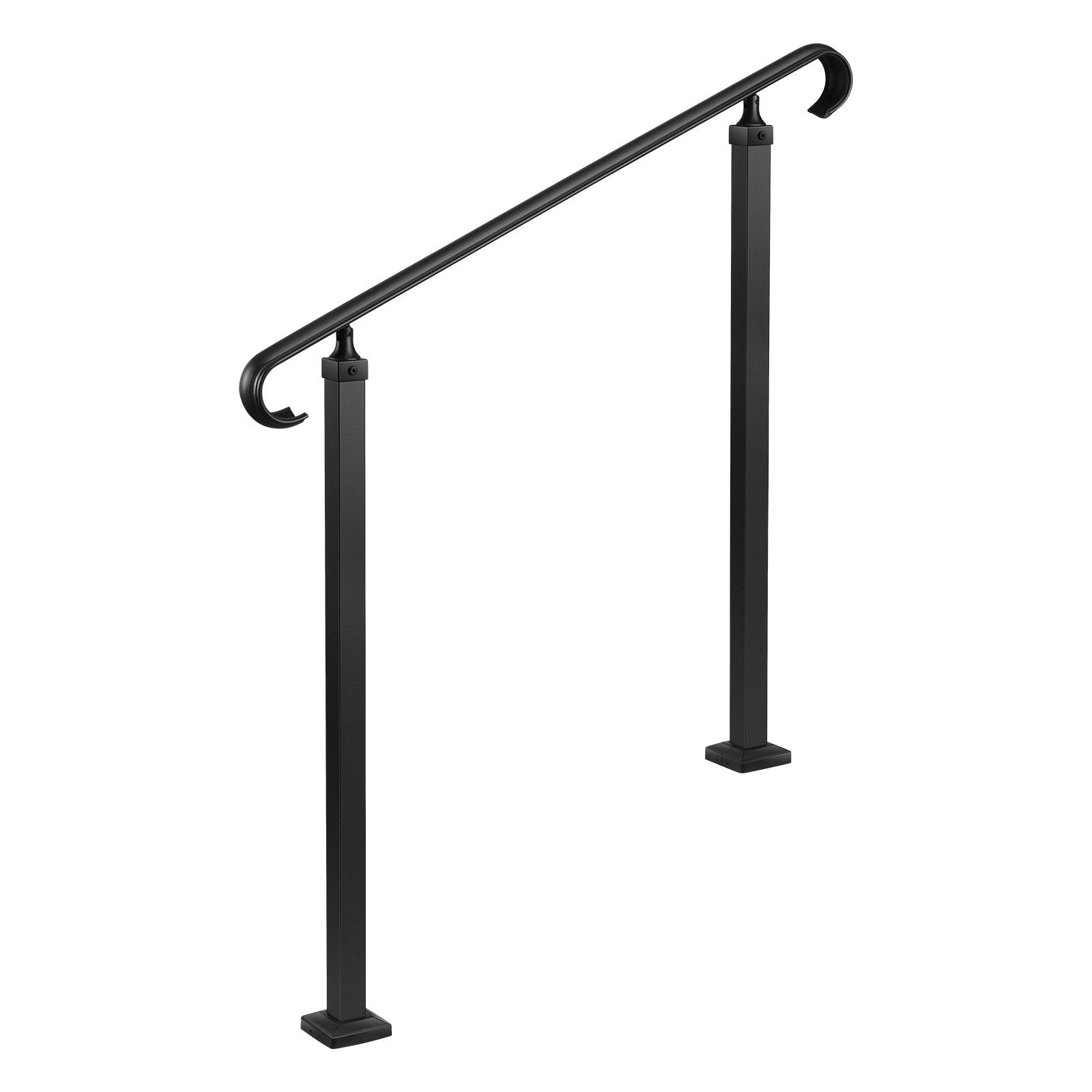 Handrails for Outdoor Steps, 2-3 Step Adjustable Height, Carbon Steel Transitional Handrail with Installation V952-BPSLZFSHS23BVBIXQ001V0