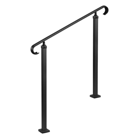 Handrails for Outdoor Steps, 2-3 Step Adjustable Height, Carbon Steel Transitional Handrail with Installation V952-BPSLZFSHS23BVBIXQ001V0
