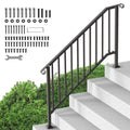 Handrails for Outdoor Steps, 5 Step Stair Hand Rail Kit, Transitional Carbon Steel Railings with Installation V952-BPXGMDZLSLZFDP9MRV0
