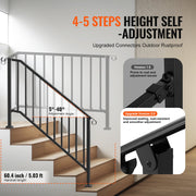 Handrails for Outdoor Steps, 5 Step Stair Hand Rail Kit, Transitional Carbon Steel Railings with Installation V952-BPXGMDZLSLZFDP9MRV0