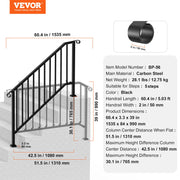 Handrails for Outdoor Steps, 5 Step Stair Hand Rail Kit, Transitional Carbon Steel Railings with Installation V952-BPXGMDZLSLZFDP9MRV0