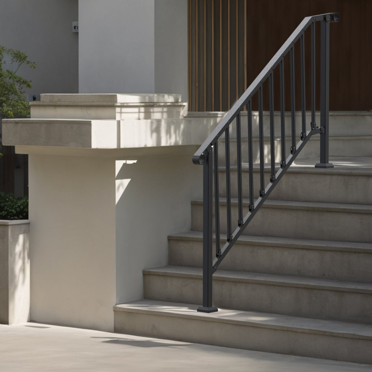 Handrails for Outdoor Steps, 5 Step Stair Hand Rail Kit, Transitional Carbon Steel Railings with Installation V952-BPXGMDZLSLZFDP9MRV0