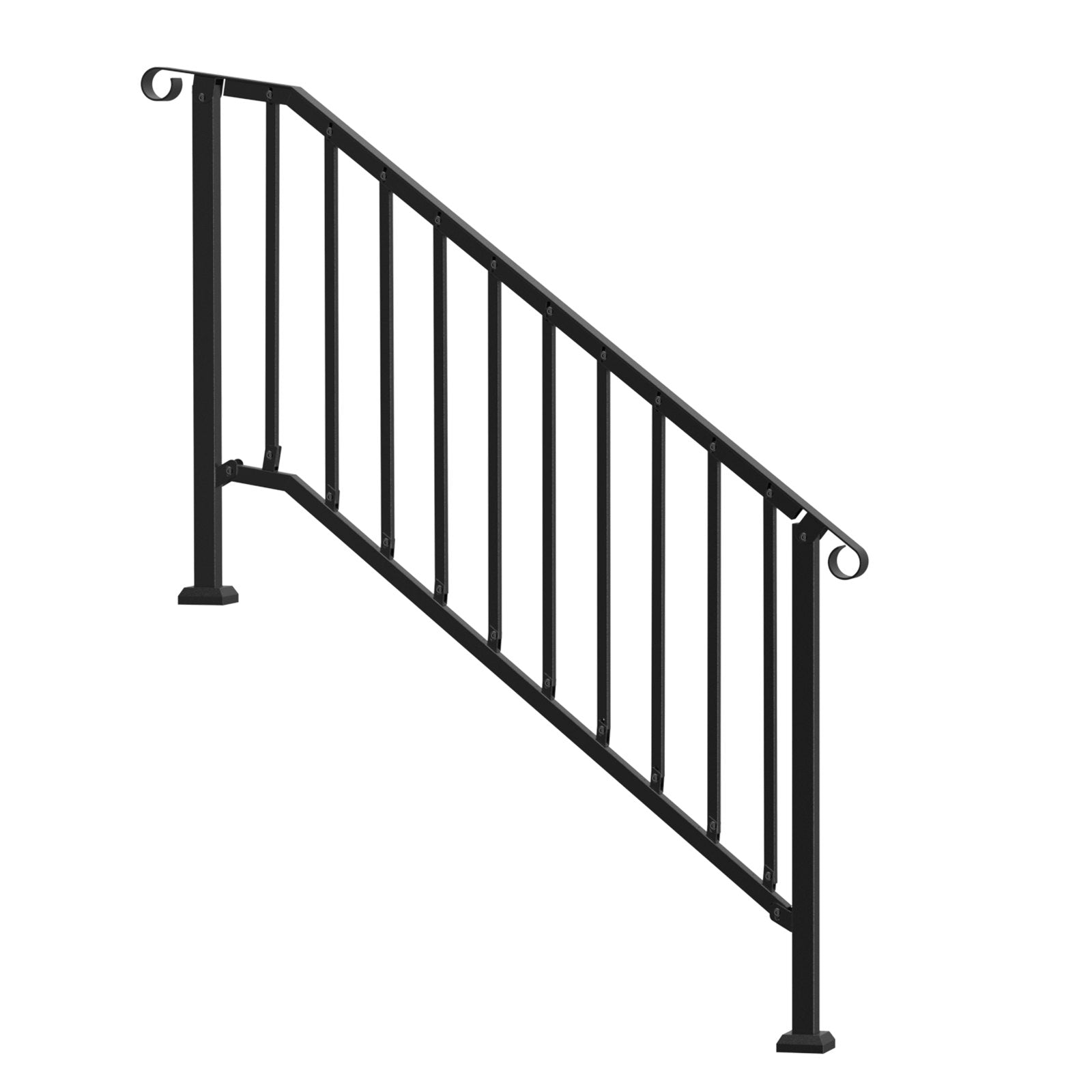 Handrails for Outdoor Steps, 5 Step Stair Hand Rail Kit, Transitional Carbon Steel Railings with Installation V952-BPXGMDZLSLZFDP9MRV0