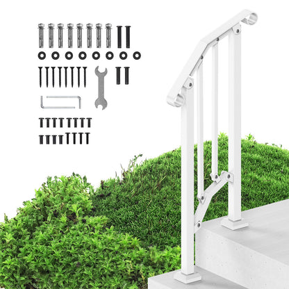 Handrails for Outdoor Steps, 1-2 Step Stair Hand Rail Kit, Transitional Carbon Steel Railings with V952-BPXGMDZLSLZFKGS2YV0