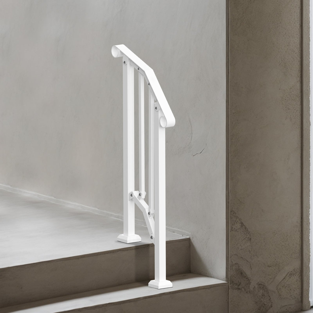 Handrails for Outdoor Steps, 1-2 Step Stair Hand Rail Kit, Transitional Carbon Steel Railings with V952-BPXGMDZLSLZFKGS2YV0