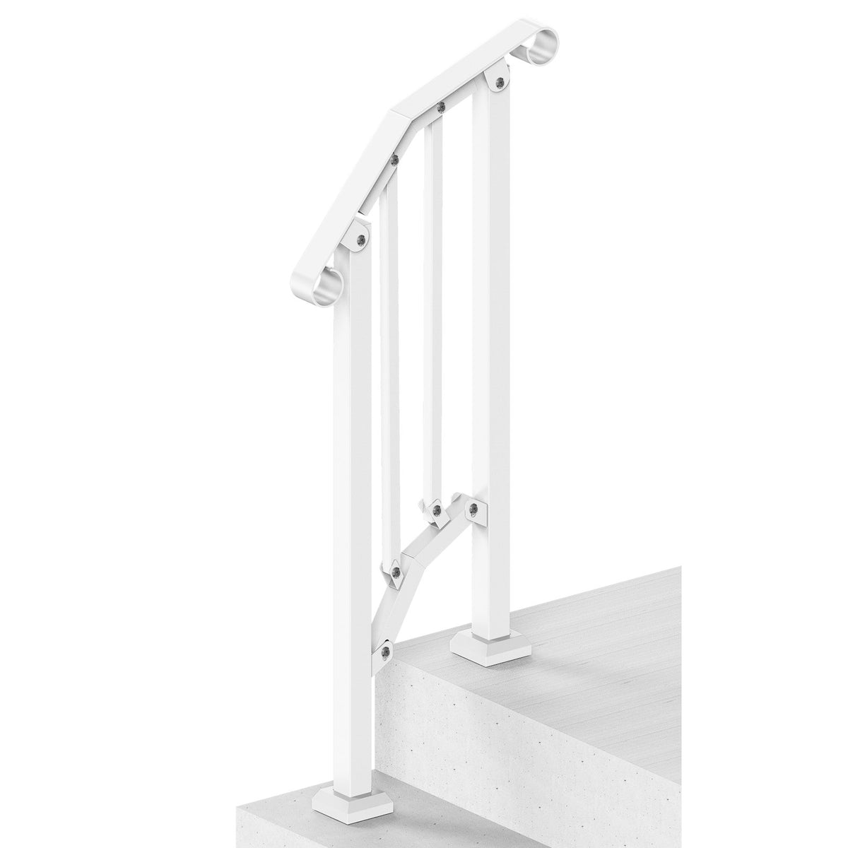 Handrails for Outdoor Steps, 1-2 Step Stair Hand Rail Kit, Transitional Carbon Steel Railings with V952-BPXGMDZLSLZFKGS2YV0