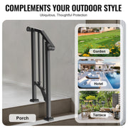 Handrails for Outdoor Steps, 1-2 Step Stair Hand Rail Kit, Transitional Carbon Steel Railings with V952-BPXGMDZLSLZFZ28P2V0