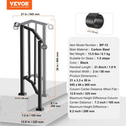Handrails for Outdoor Steps, 1-2 Step Stair Hand Rail Kit, Transitional Carbon Steel Railings with V952-BPXGMDZLSLZFZ28P2V0