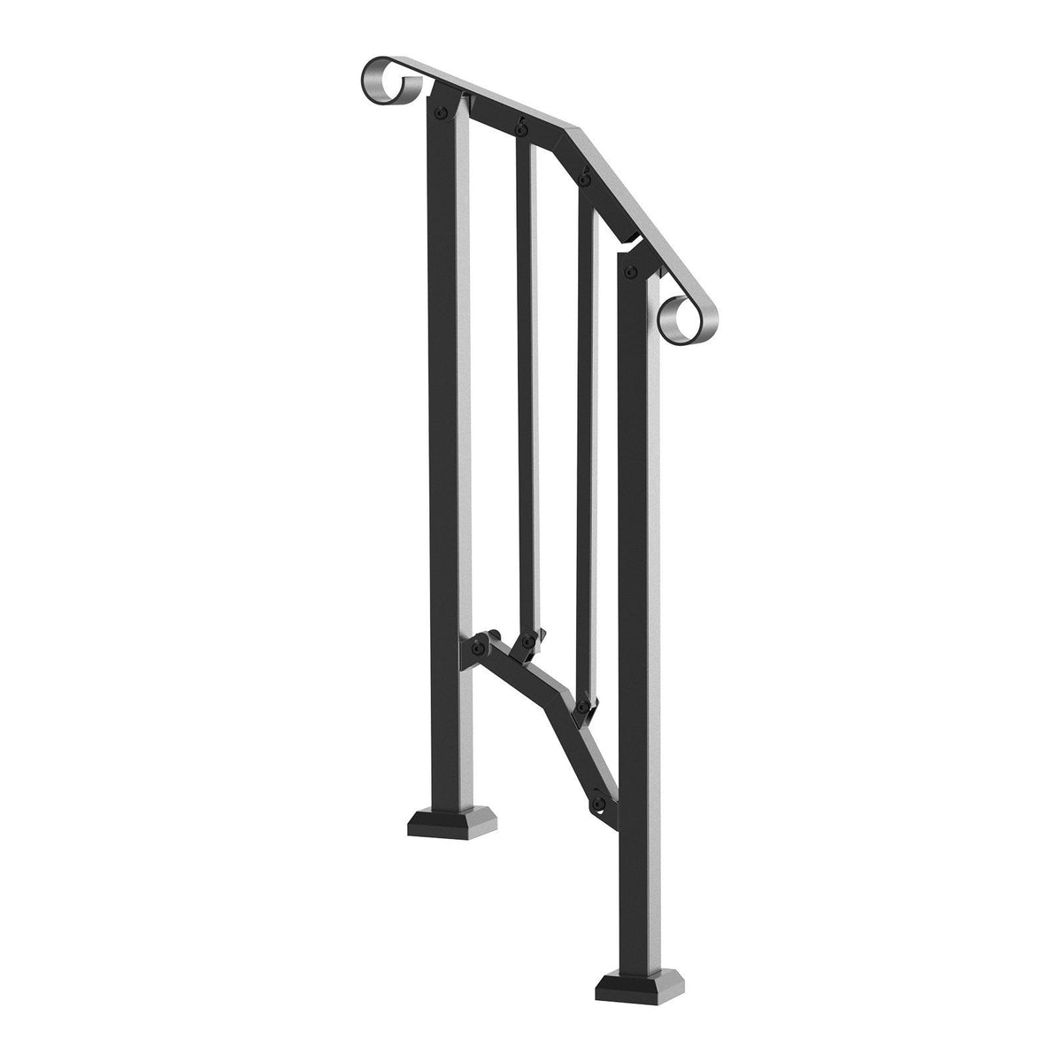 Handrails for Outdoor Steps, 1-2 Step Stair Hand Rail Kit, Transitional Carbon Steel Railings with V952-BPXGMDZLSLZFZ28P2V0