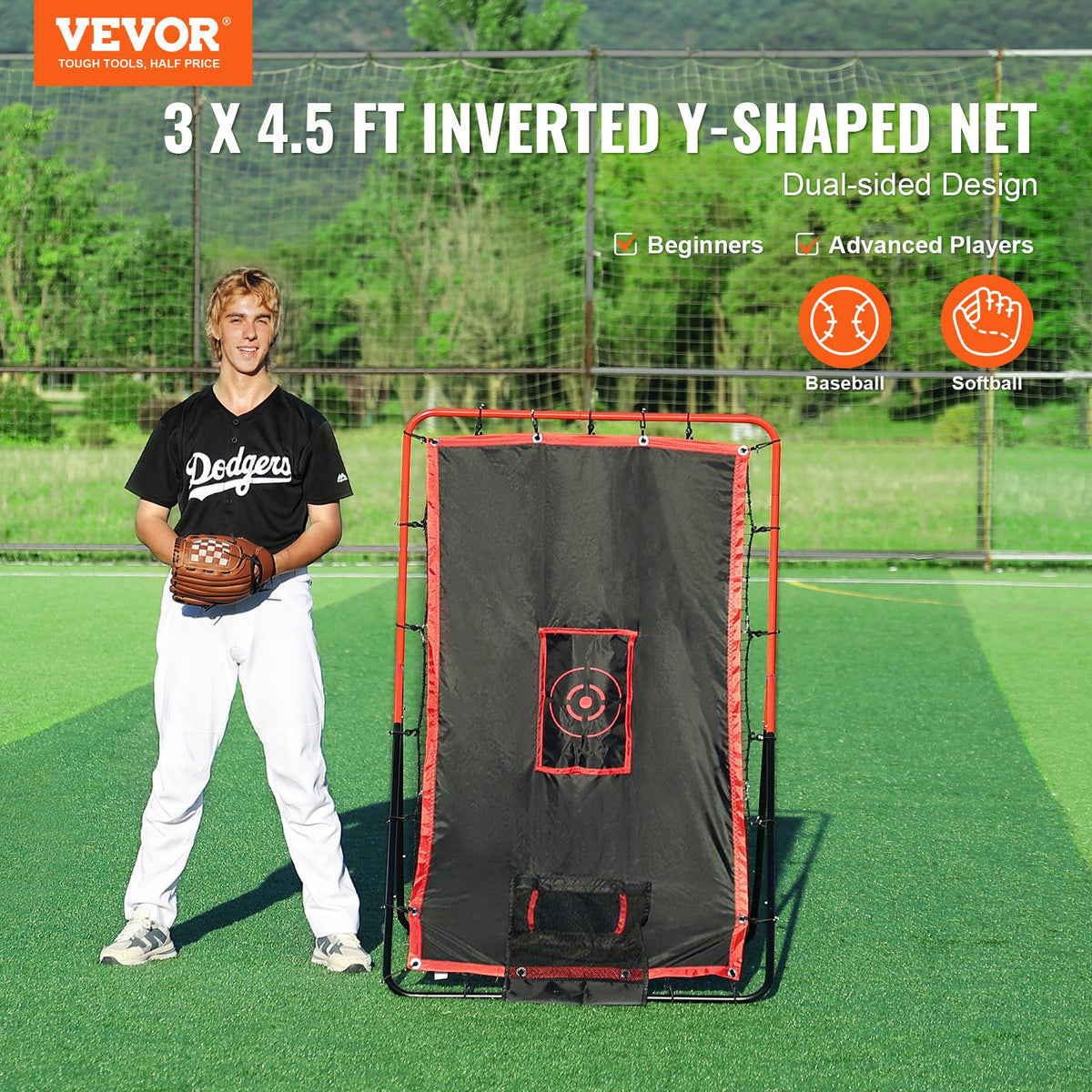Baseball And Softball Rebounder Net 3.5x4.5 ft 2-in-1 Switch Hitter Pitch V952-BQHDWDYXWEHY2V8G3V0