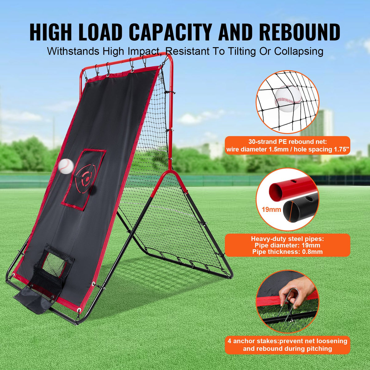 Baseball And Softball Rebounder Net 3.5x4.5 ft 2-in-1 Switch Hitter Pitch V952-BQHDWDYXWEHY2V8G3V0
