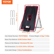 Baseball And Softball Rebounder Net 3.5x4.5 ft 2-in-1 Switch Hitter Pitch V952-BQHDWDYXWEHY2V8G3V0