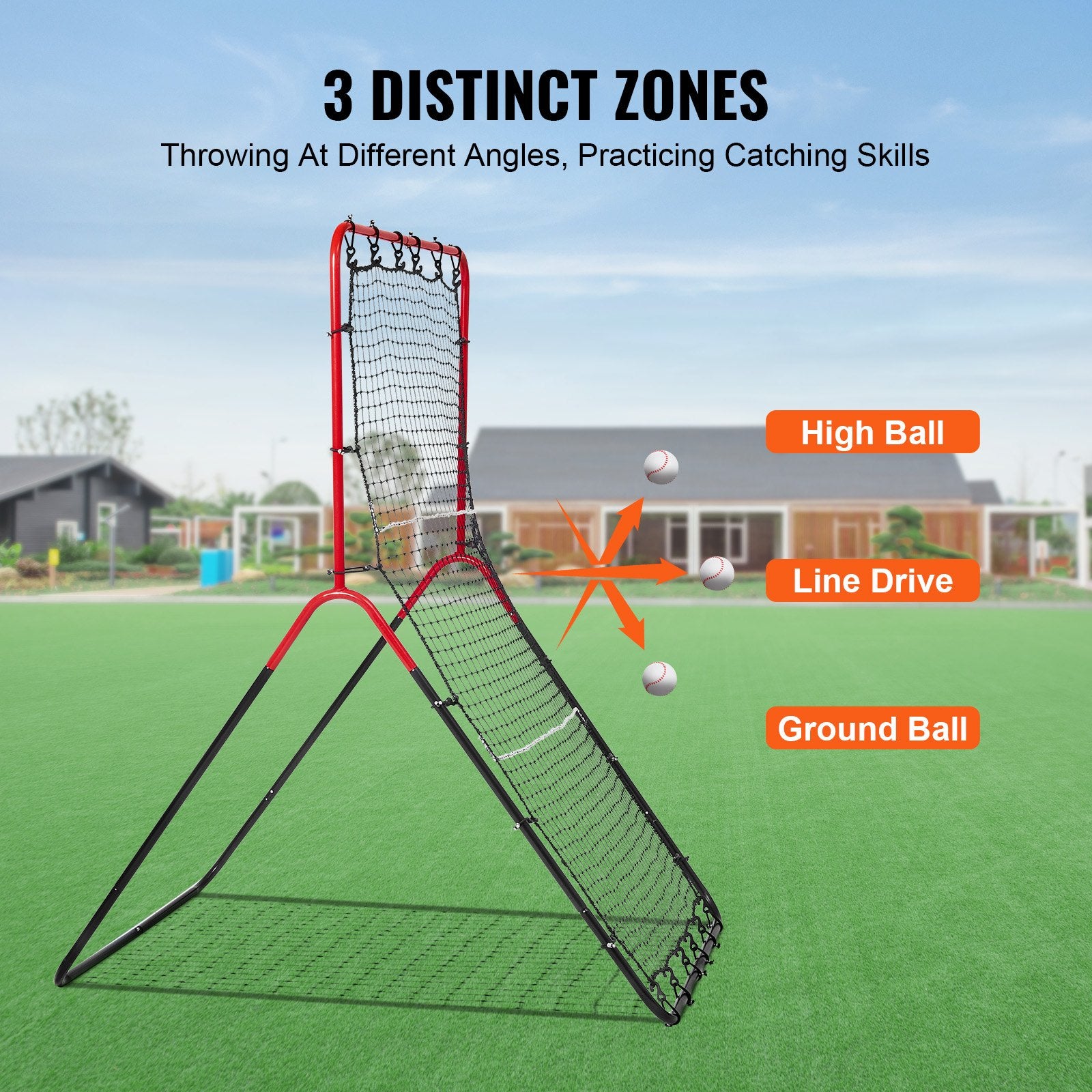 Baseball And Softball Rebounder Net, 3 x 4.5 ft PitchBack Baseball Pitching Nest, 3-Way Baseball, Softball V952-BQHDWDYXWGDJV7BWFV0