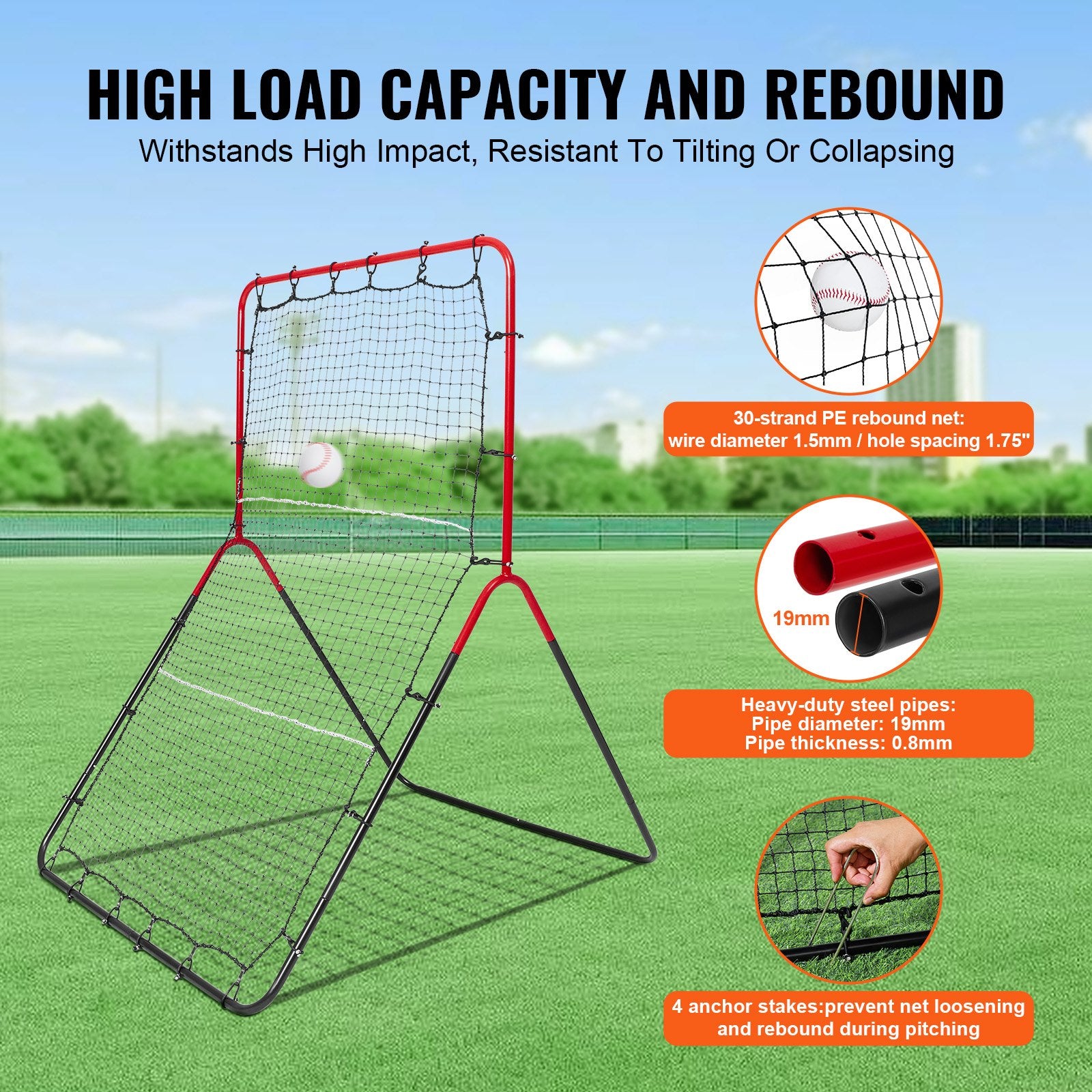 Baseball And Softball Rebounder Net, 3 x 4.5 ft PitchBack Baseball Pitching Nest, 3-Way Baseball, Softball V952-BQHDWDYXWGDJV7BWFV0
