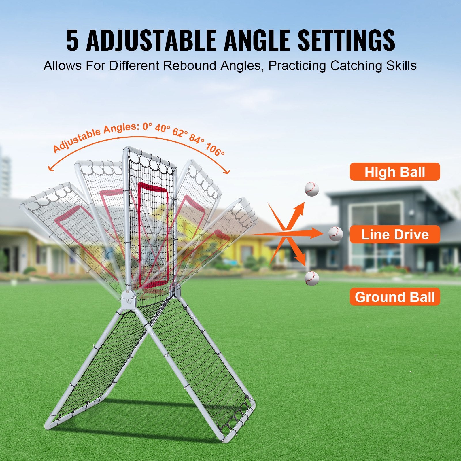 Baseball And Softball Rebounder Net, 3.5 x 6 ft PitchBack Baseball Pitching Nest, Softball Pitchback Net, V952-BQHDWDYXWJDKP6FD7V0