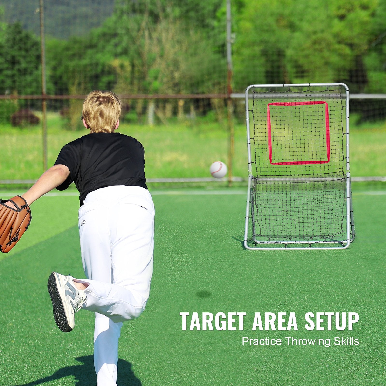 Baseball And Softball Rebounder Net, 3.5 x 6 ft PitchBack Baseball Pitching Nest, Softball Pitchback Net, V952-BQHDWDYXWJDKP6FD7V0