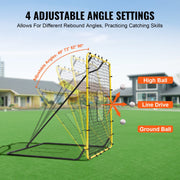 Baseball And Softball Rebounder Net, 4 x 4.5 Feet PitchBack Baseball Nest for Pitching and Fielding Training, V952-BQHDWPWJDKD41TLV7V0