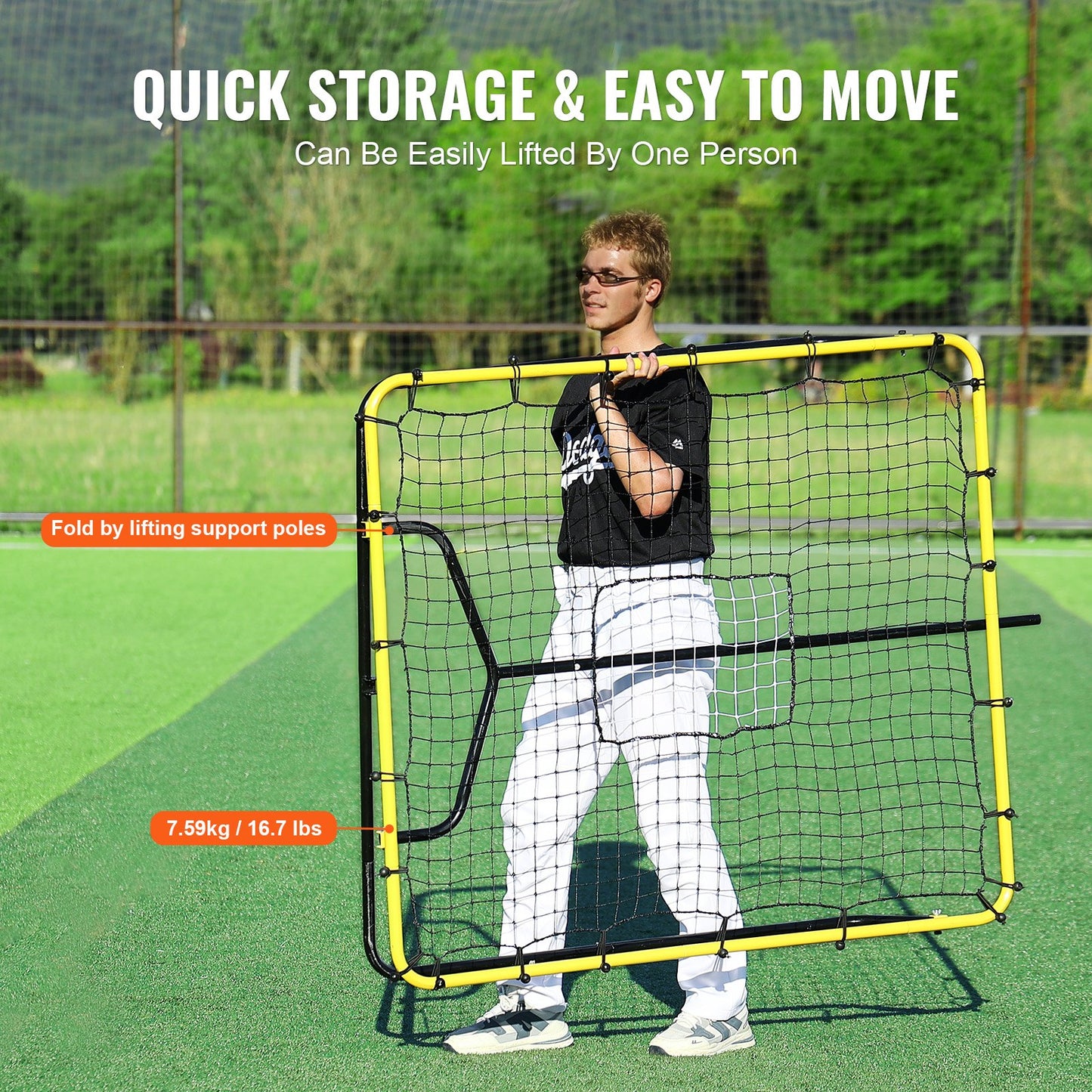Baseball And Softball Rebounder Net, 4 x 4.5 Feet PitchBack Baseball Nest for Pitching and Fielding Training, V952-BQHDWPWJDKD41TLV7V0