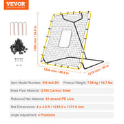 Baseball And Softball Rebounder Net, 4 x 4.5 Feet PitchBack Baseball Nest for Pitching and Fielding Training, V952-BQHDWPWJDKD41TLV7V0