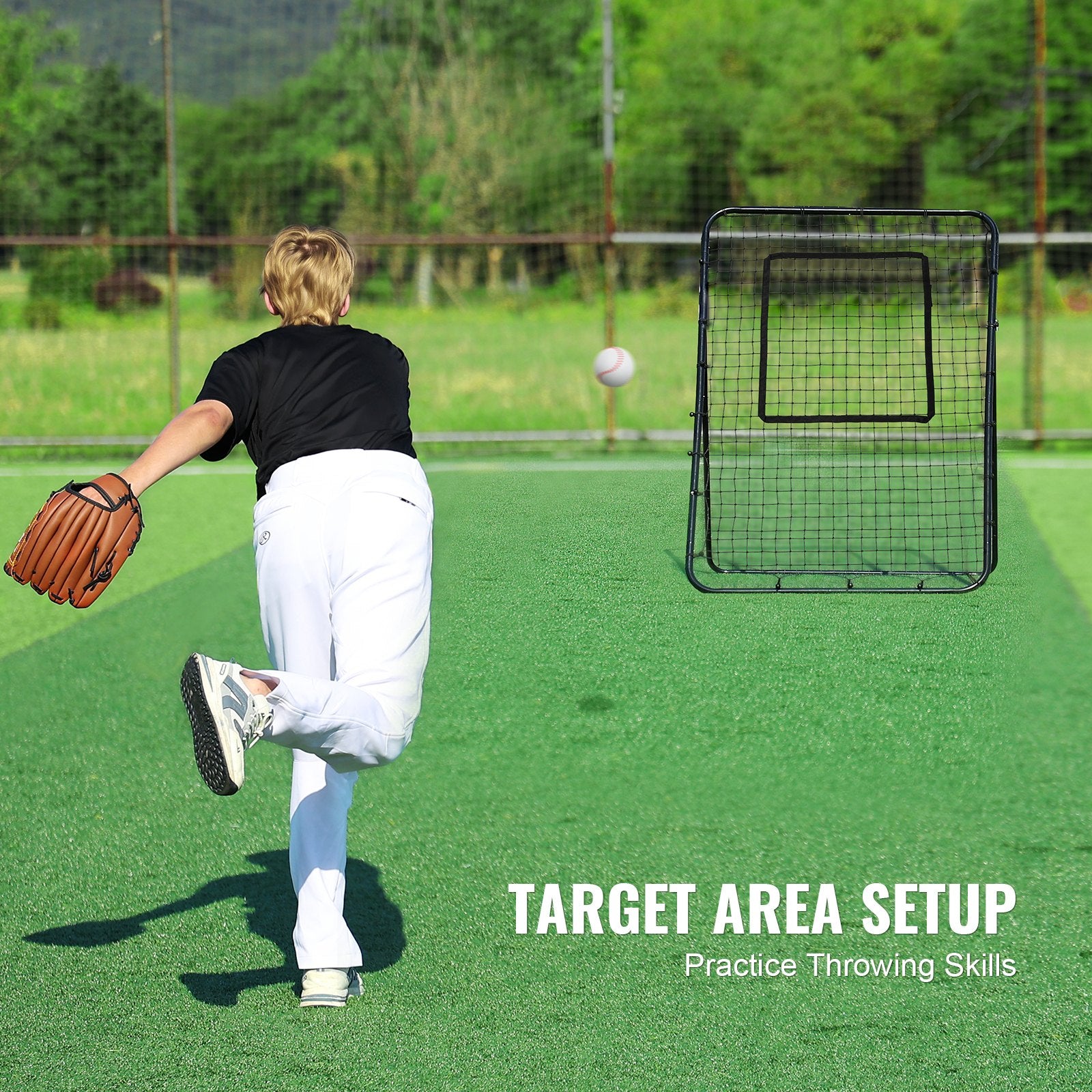 Baseball And Softball Rebounder Net, 4 x 6 Feet PitchBack Baseball Nest for Pitching and Fielding Training, V952-BQHDWPWJDKD4HE1Z4V0