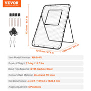 Baseball And Softball Rebounder Net, 4 x 6 Feet PitchBack Baseball Nest for Pitching and Fielding Training, V952-BQHDWPWJDKD4HE1Z4V0