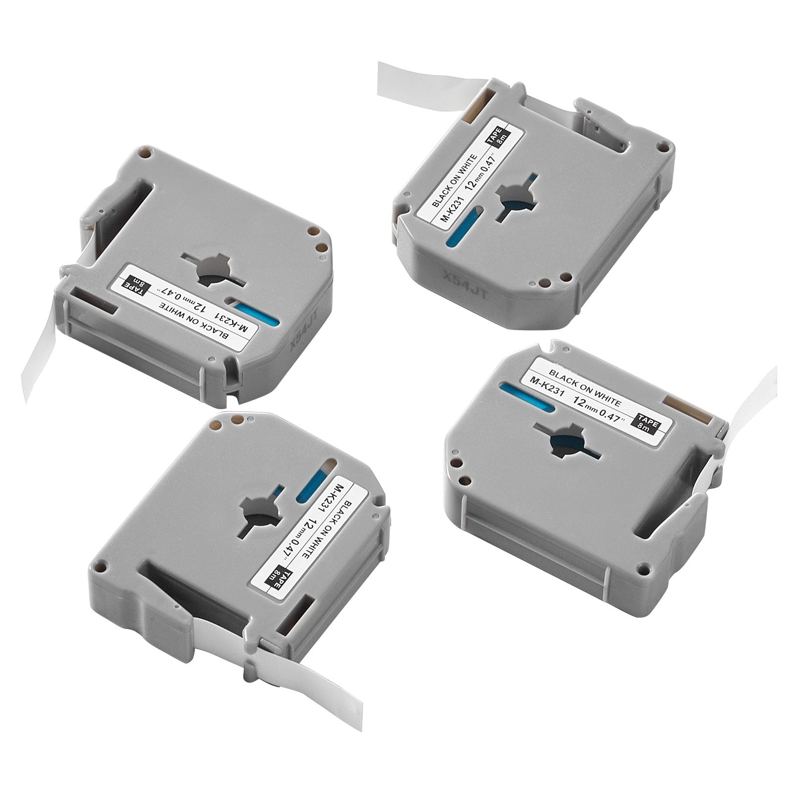 Label Maker Tape, 4 Pack, 0.47 in / 12 mm Black on White Label Cartridge Compatible for Various Types of V952-BQJSDRMBDHZ4L3T8I001V0