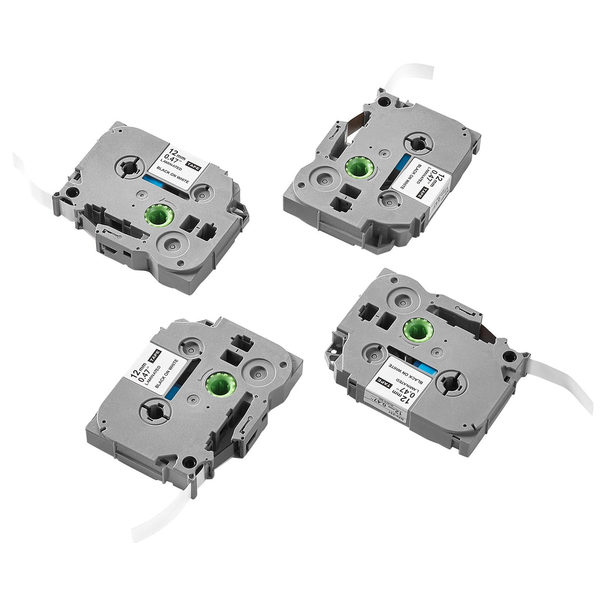 Label Maker Tape, 4 Pack, 0.47 in / 12 mm Black on White Label Maker Refills Compatible for Various Types of V952-BQJSDRZYBDHZZRJEN001V0