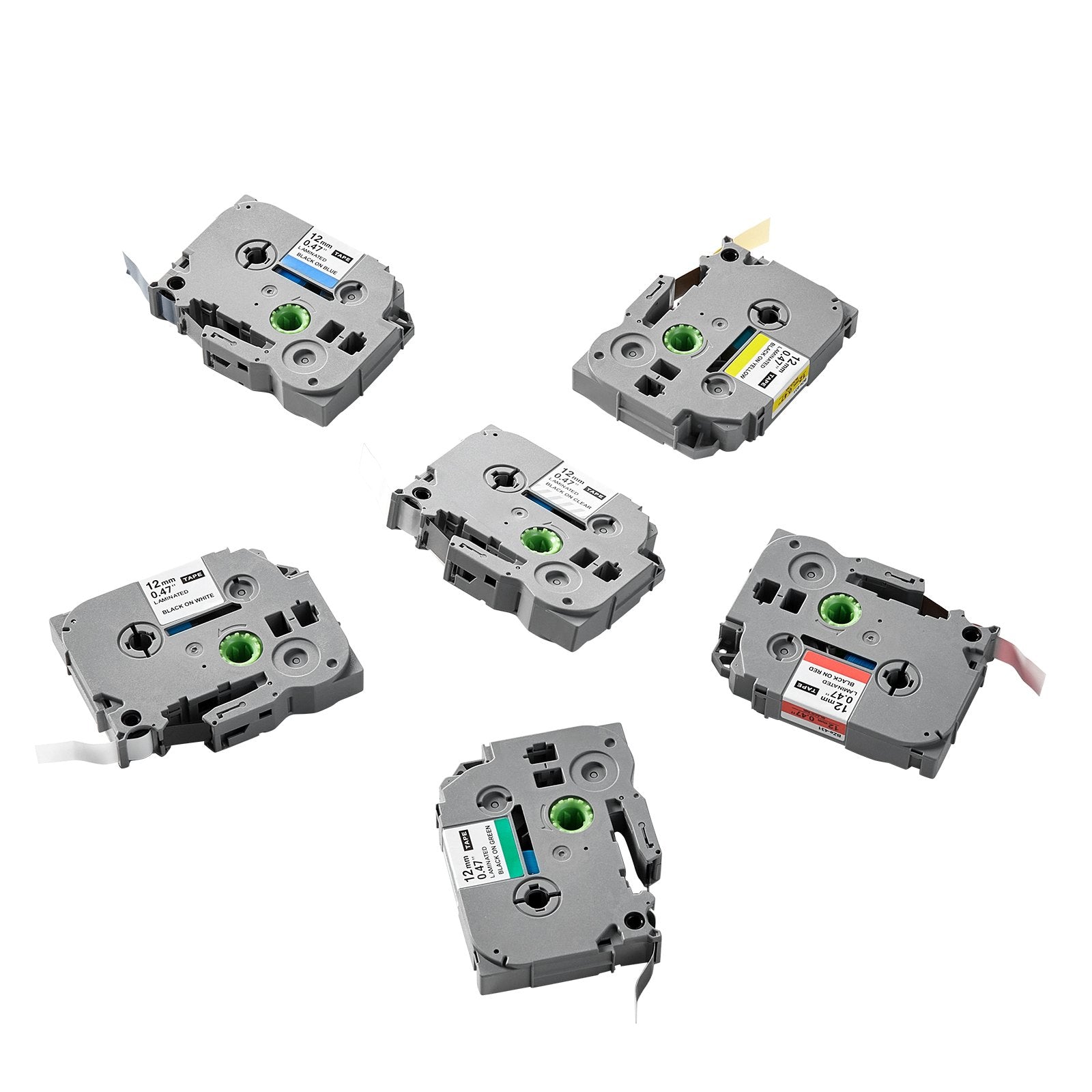 Label Maker Tape, 6 Pack, 0.47 in / 12 mm Colored Label Maker Refills Compatible for Various Types of Brother V952-BQJSDRZYTMHLEU1U8001V0