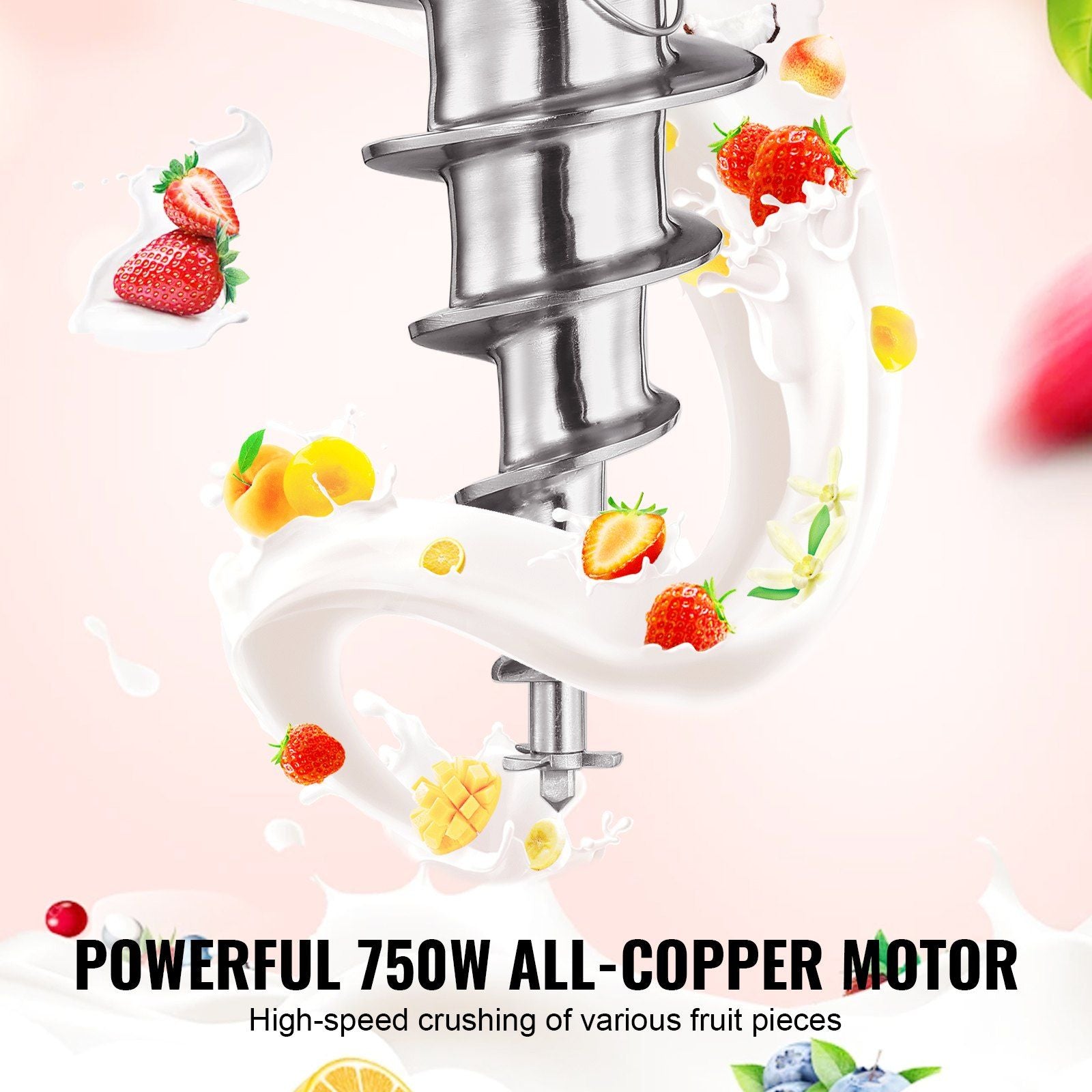 Ice Cream Blender, 750W High-Speed Ice Cream Maker Mixer Stir Machine 1740RPM, 304 Stainless Steel Ice Cream V952-BQLJBJBZL750YIE4AV3