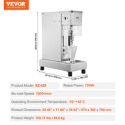 Ice Cream Blender, 750W High-Speed Ice Cream Maker Mixer Stir Machine 1740RPM, 304 Stainless Steel Ice Cream V952-BQLJBJBZL750YIE4AV3