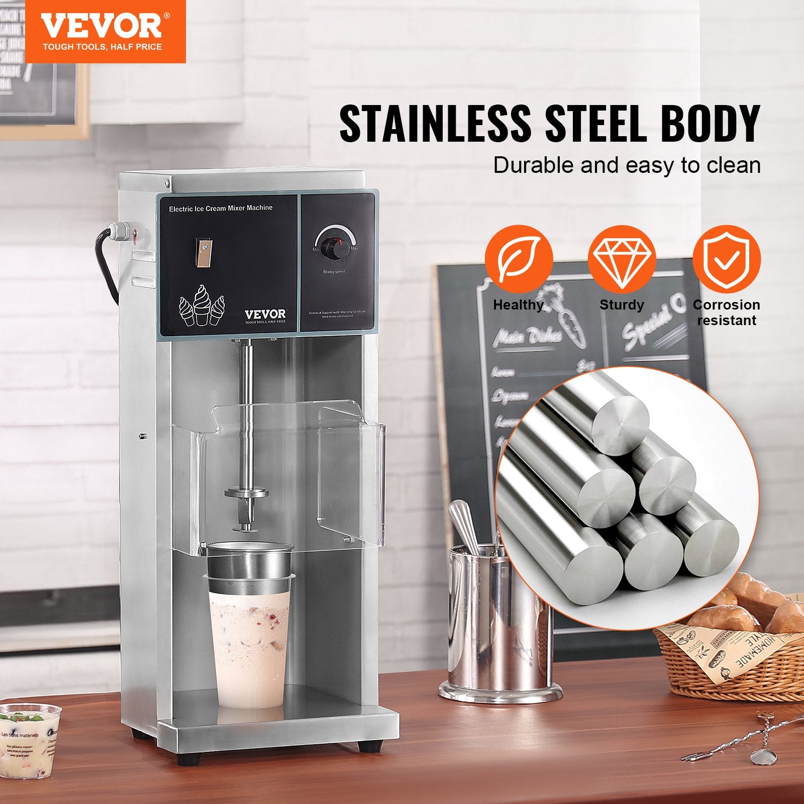 Ice Cream Blender, 400W High-Speed Ice Cream Maker Mixer Stir Machine 4200RPM, Stepless Speed Adjustment, 304 V952-BQLJBJBZL9OZ4PGZ9V3