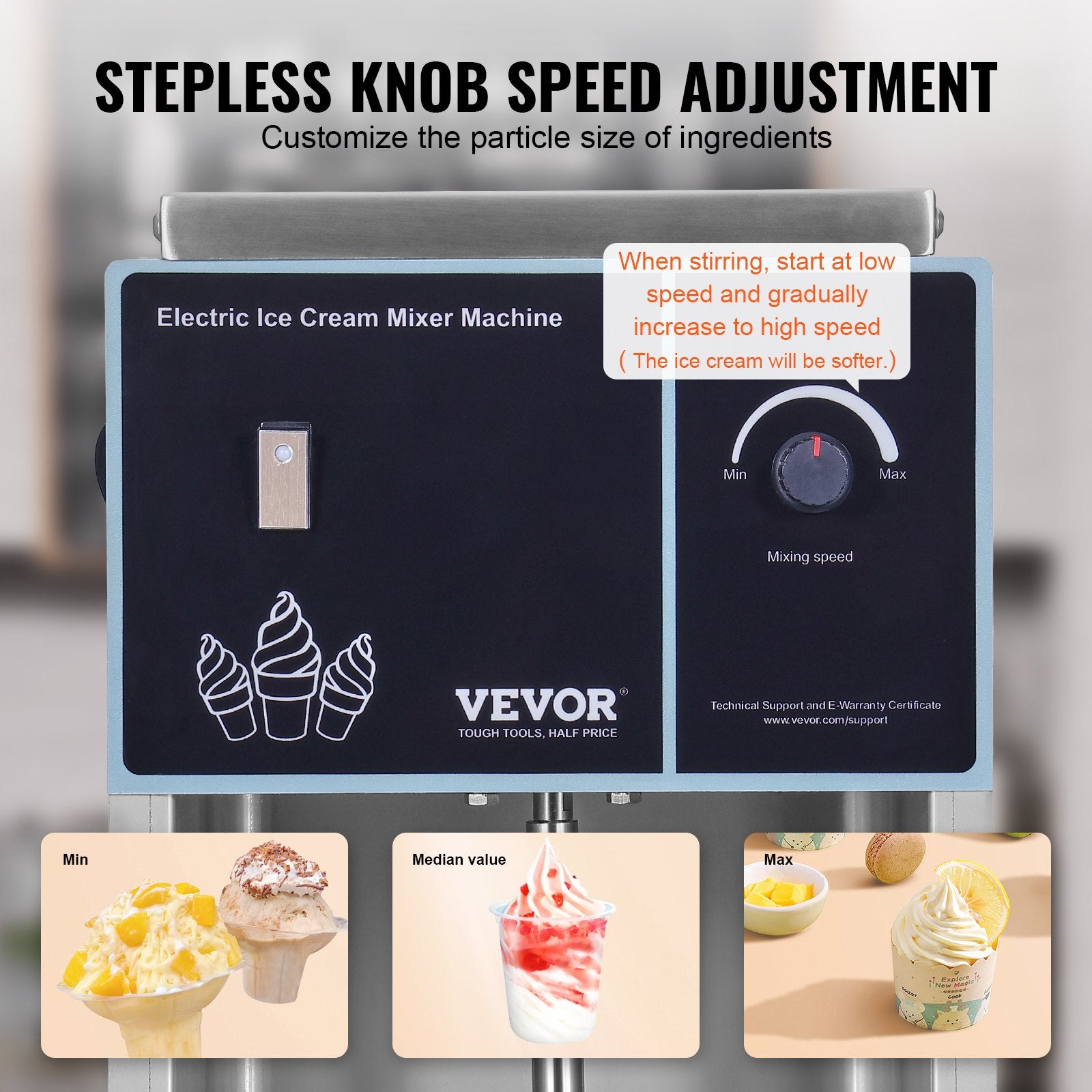 Ice Cream Blender, 400W High-Speed Ice Cream Maker Mixer Stir Machine 4200RPM, Stepless Speed Adjustment, 304 V952-BQLJBJBZL9OZ4PGZ9V3