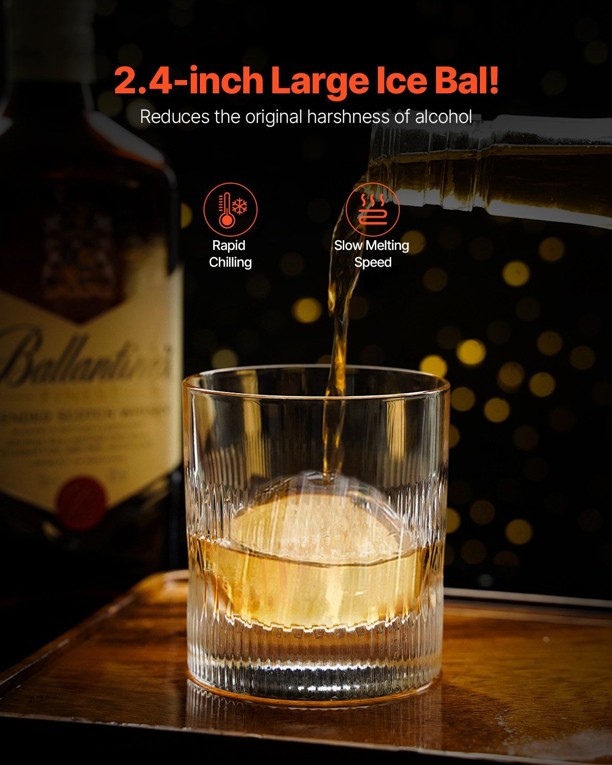 Ice Ball Press Kit, Aviation Aluminum Ice Press with Ice Block Mold, Large Mat, Tong, Drip Tray, One Glass, V952-BQYJHSLC60MME72PMV0