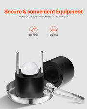 Ice Ball Press Kit, Aviation Aluminum Ice Press with Ice Block Mold, Large Mat, Tong, Drip Tray, One Glass, V952-BQYJHSLC60MME72PMV0